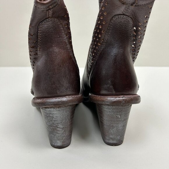 Bed Stu Boots Womens Size 8 Brown Dutchess Teal Cut Out Wedge Booties Ladies - Picture 9 of 14